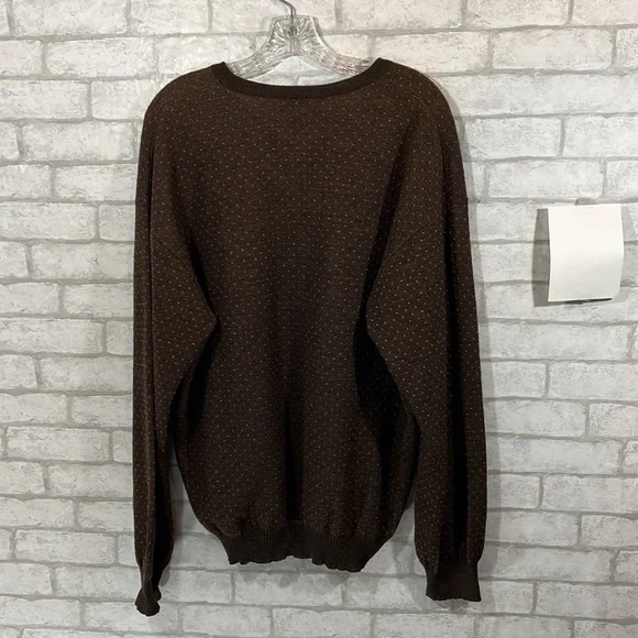 Tricots St. Raphael brown pure new wool—Merino wool sweater size Large